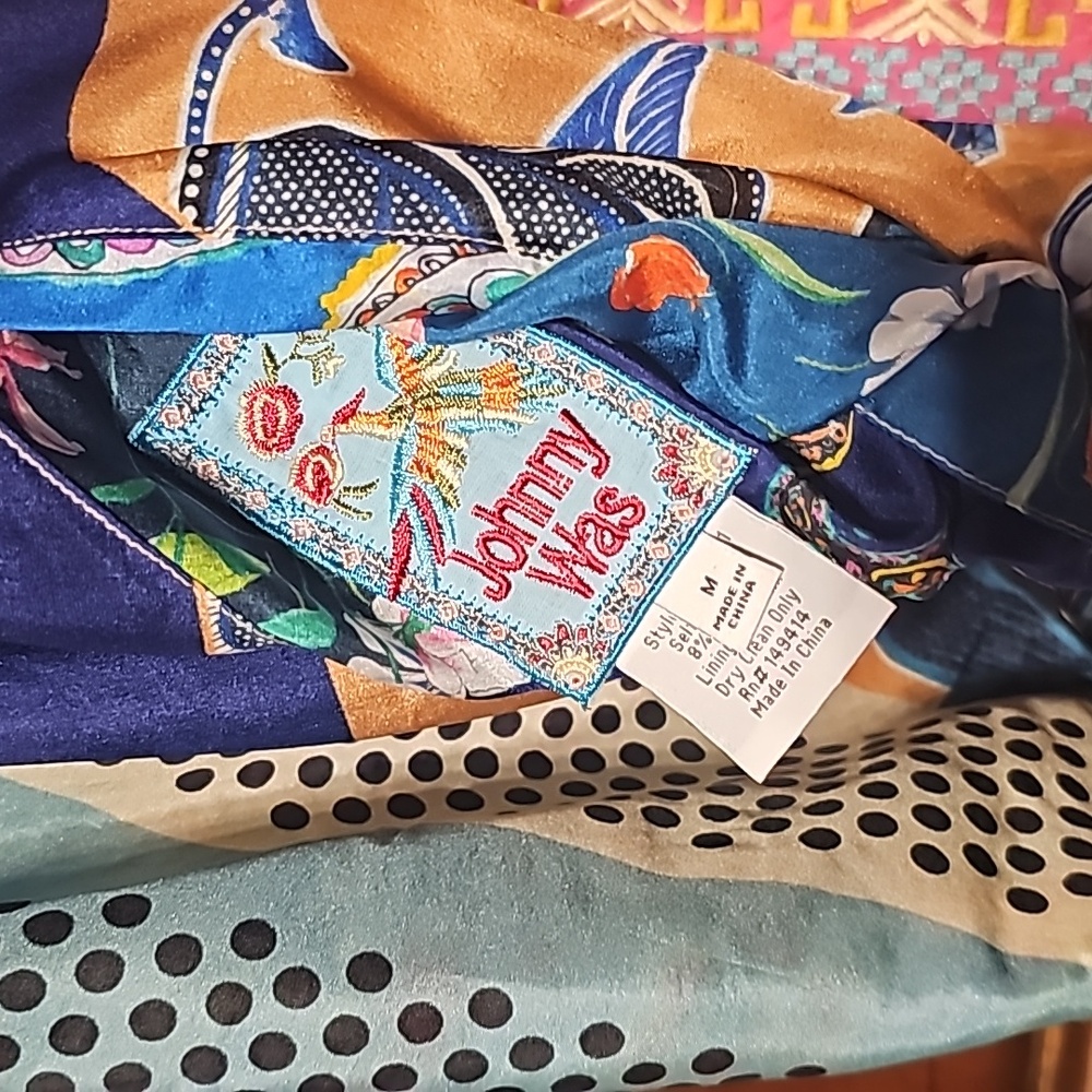 JOHNNY WAS DREAMER PRINT REVERSIBLE SILK  KIMONO W/EMBROIDERY SZ. MD! - Picture 13 of 16